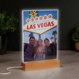 Personalised Photo Print Plaque Led Wood Base Your Image Printed Night Light Valentines Gift Birthday Anniversary - thumbnail 1