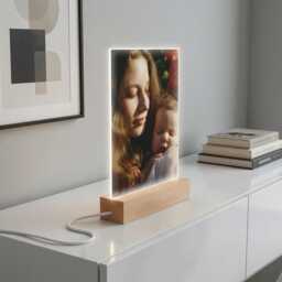 Personalised Photo Print Plaque Led Wood Base Your Image Printed Night Light Valentines Gift Birthday Anniversary - thumbnail 2