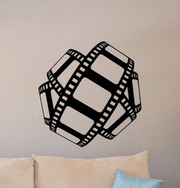 Cinema Wall Decal Film Strip Sign Tape Poster Home Theater Decor Playroom Vinyl Sticker Print Gift Video Movie Art 9-12 - image 1