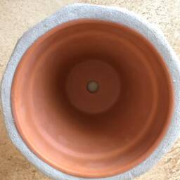 Glass & Tile Mosaic Flower Pot, Gray-White Outdoor Patio Indoor Rustic Kitchen Herb Planter, Terracotta, Handmade Planter - thumbnail 4