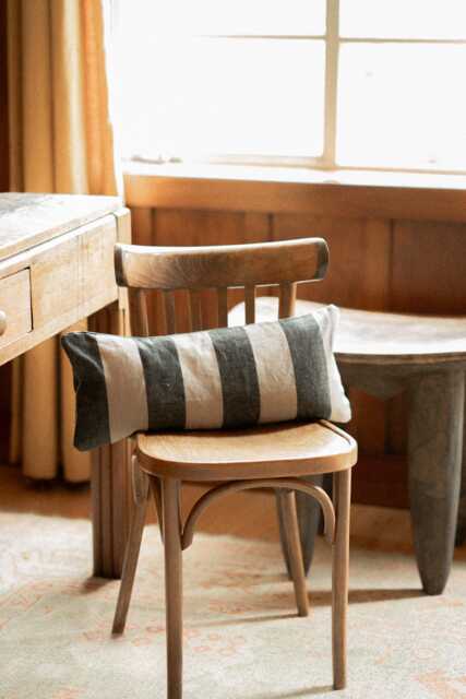 Organic Linen Striped Pillow Cover 10x22 - Handmade Throw Cushion - image 1