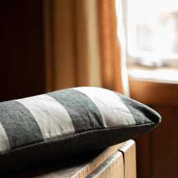 Organic Linen Striped Pillow Cover 10x22 - Handmade Throw Cushion - thumbnail 2