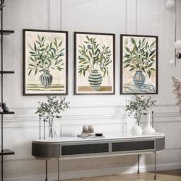 Olive Tree Botanical Set Of 3 Prints. Eucalyptus Wall Art, Prints, Bedroom Flower Art Home Decor - thumbnail 1