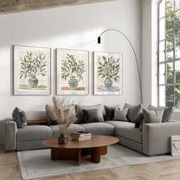 Olive Tree Botanical Set Of 3 Prints. Eucalyptus Wall Art, Prints, Bedroom Flower Art Home Decor - thumbnail 2