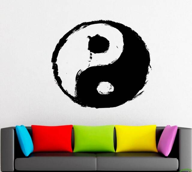 Yin Yang Wall Decal Taoism Floral Vinyl Sticker 2042 - image 1