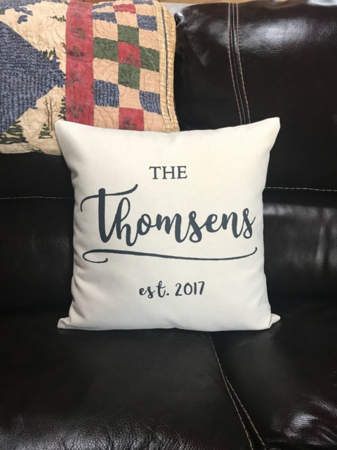 Custom Last Name Pillow Hand-Painted Wedding Gift Throw Pillow - image 1