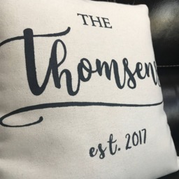 Custom Last Name Pillow Hand-Painted Wedding Gift Throw Pillow - thumbnail 3