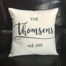 Custom Last Name Pillow Hand-Painted Wedding Gift Throw Pillow - thumbnail 2