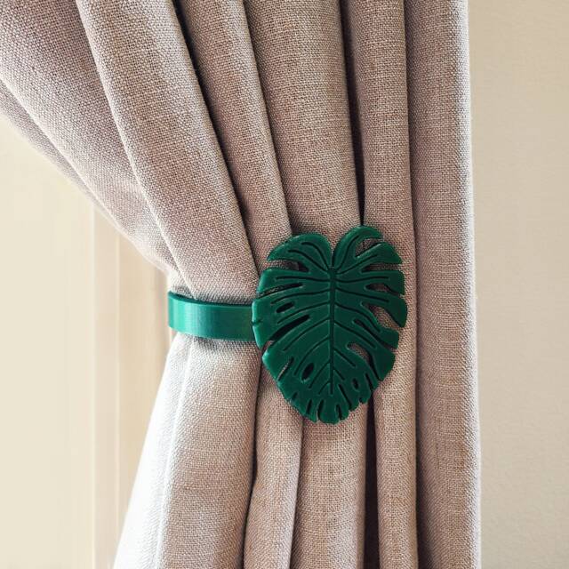 Replaceable Monstera Shape Curtain Holdbacks/Tiebacks 3D Printed Plastic - Set Of Left & Right - image 1