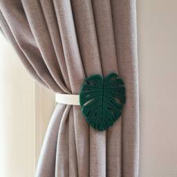 Replaceable Monstera Shape Curtain Holdbacks/Tiebacks 3D Printed Plastic - Set Of Left & Right - thumbnail 2