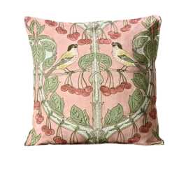 Gp & J Baker Birds & Cherries Coral Cotton Cushion Cover - thumbnail 1