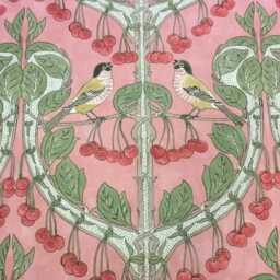 Gp & J Baker Birds & Cherries Coral Cotton Cushion Cover - thumbnail 2
