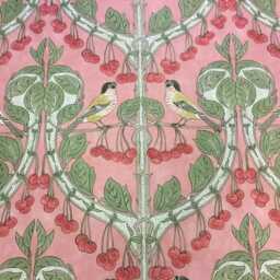 Gp & J Baker Birds & Cherries Coral Cotton Cushion Cover - thumbnail 3