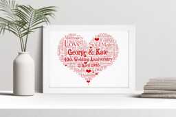 Personalised Ruby 40Th Wedding Anniversary Word Art Print, Custom Wall Framed Picture Gift, For Him, Her, Couples, Husband, Wife Nl - thumbnail 1