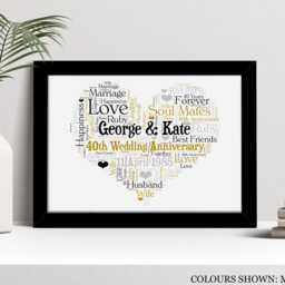 Personalised Ruby 40Th Wedding Anniversary Word Art Print, Custom Wall Framed Picture Gift, For Him, Her, Couples, Husband, Wife Nl - thumbnail 2