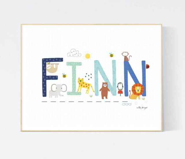 Personalised Animal Name Print - Wall Art Nursery Prints Children's Illustration - image 1