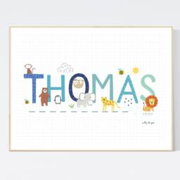 Personalised Animal Name Print - Wall Art Nursery Prints Children's Illustration - thumbnail 3