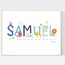 Personalised Animal Name Print - Wall Art Nursery Prints Children's Illustration - thumbnail 2