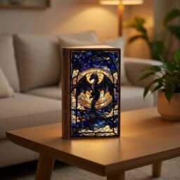 Stained Glass Style Dragon Book Lamp, Fourth Wing Decor, Rider Gift, Fantasy Reading Light, Basgiath War College, Bookish Lamp - thumbnail 4