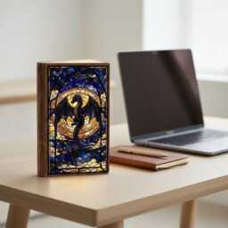 Stained Glass Style Dragon Book Lamp, Fourth Wing Decor, Rider Gift, Fantasy Reading Light, Basgiath War College, Bookish Lamp - thumbnail 2