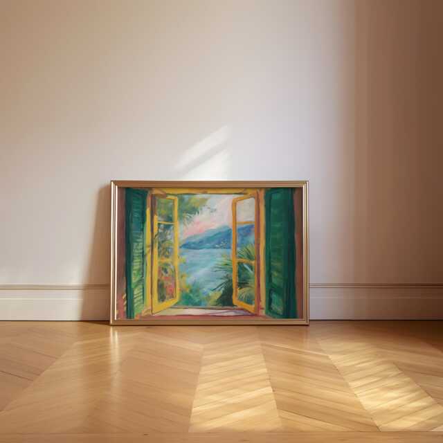 Open Window Henri Matisse Art Print, Inspired Fauvist Scene, To Lake Como, Mediterranean Coastal, Exhibition Poster - image 1