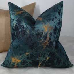 Luxury Lava Teal Gold Cushion Cover Marble Design For New Home Designer Handmade Pillow/(Only Cover