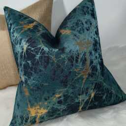 Luxury Lava Teal Gold Cushion Cover Marble Design For New Home Designer Handmade Pillow/(Only Cover - thumbnail 3