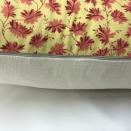 Yellow Floral Pillow Cover - Red Leaves, Modern Farmhouse Decor - thumbnail 3