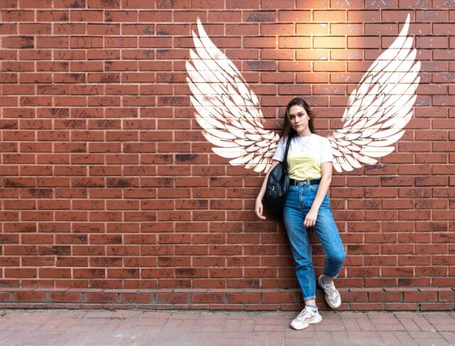 Angel Wings Wall Stencil Reusable Mylar, Selfie Mural Decor - image 1