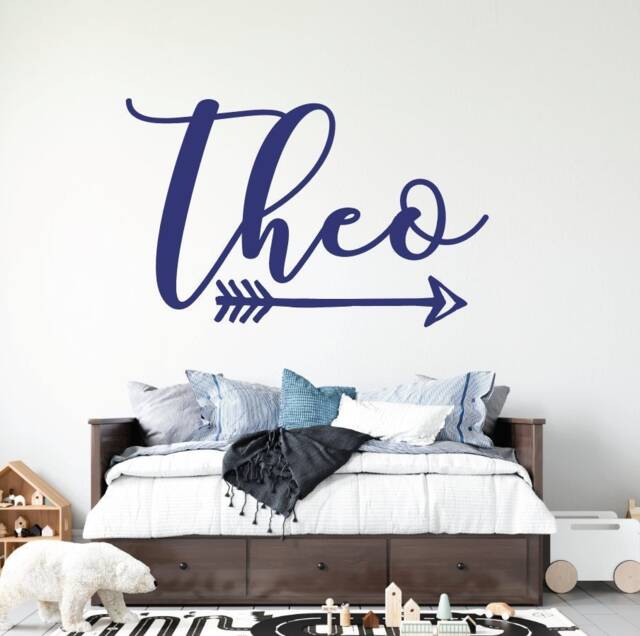 Boy Wall Sticker, Personalized Name Decal, Removable Vinyl Wallpaper Sign, Customizable Cursive Script Font For Nursery, Minimalist Boho - image 1
