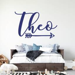 Boy Wall Sticker, Personalized Name Decal, Removable Vinyl Wallpaper Sign, Customizable Cursive Script Font For Nursery, Minimalist Boho - thumbnail 1