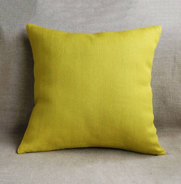 Lime Green Linen Pillow Covers, Solid Throw Cushion Case 18x18 20x20 26x26, Handmade Sofa Or Couch Pillow, Modern Home Decor - image 1