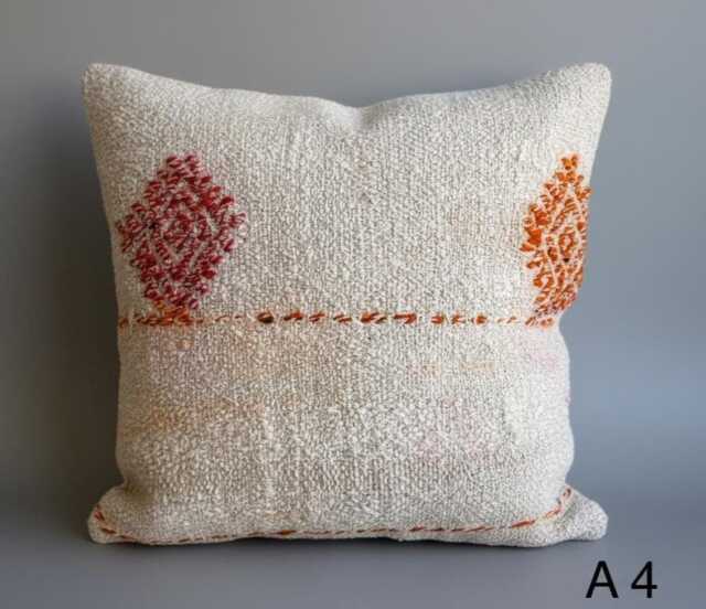 Modern Kilim Pillow, Coral Turkish Throw Moroccan Cushion, Boho Tribal Lumbar Pillow Cover, Antique Pillow, Wool Cushions - image 1
