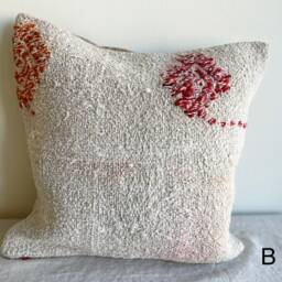 Modern Kilim Pillow, Coral Turkish Throw Moroccan Cushion, Boho Tribal Lumbar Pillow Cover, Antique Pillow, Wool Cushions - thumbnail 2