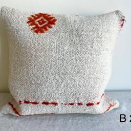 Modern Kilim Pillow, Coral Turkish Throw Moroccan Cushion, Boho Tribal Lumbar Pillow Cover, Antique Pillow, Wool Cushions - thumbnail 3