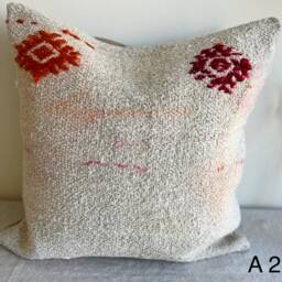 Modern Kilim Pillow, Coral Turkish Throw Moroccan Cushion, Boho Tribal Lumbar Pillow Cover, Antique Pillow, Wool Cushions - thumbnail 4