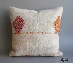 Modern Kilim Pillow, Coral Turkish Throw Moroccan Cushion, Boho Tribal Lumbar Pillow Cover, Antique Pillow, Wool Cushions - thumbnail 1