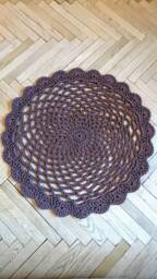 Crochet Boho Rug Brown Polyester Table Cover, Living Room Decor - 33