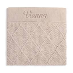 Personalised Diamond Cotton Knit Baby Blanket Oatmeal - thumbnail 3