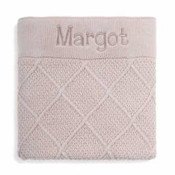 Personalised Diamond Cotton Knit Baby Blanket Oatmeal - thumbnail 4