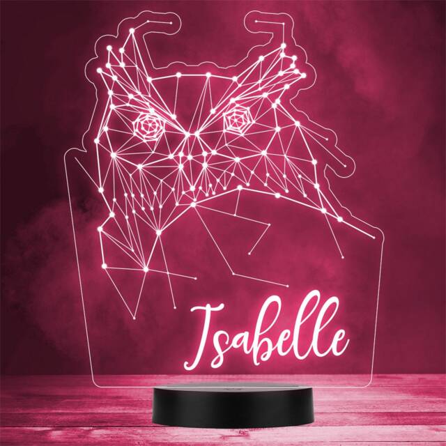 3D Style Geometric Owl Bird Personalised Gift Colour Change Led Lamp Night Light - image 1