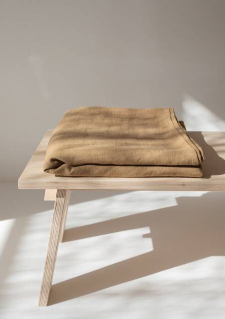 Linen Flat Sheet in Almond, Washed Linen Top Sheet, Queen King Sheets - image 1