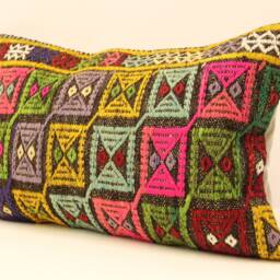 16x24 Bohemian Kilim Pillow, Turkish Handwoven Kilim, Throw Pillow, Tribal Boho Cushion Cover, Beeding 4Kaf-54 - thumbnail 3
