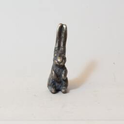 Solid Bronze Hare Sculpture Miniature Bunny Figurine - thumbnail 3