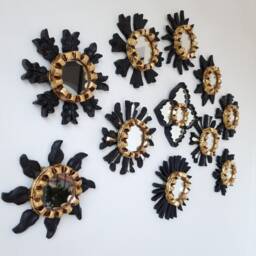"Peruvian Mirrors "" Clover Collection Black Gold 16cm " - thumbnail 2