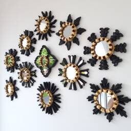 "Peruvian Mirrors "" Clover Collection Black Gold 16cm " - thumbnail 3