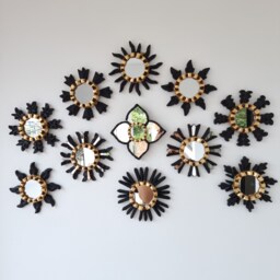 "Peruvian Mirrors "" Clover Collection Black Gold 16cm " - thumbnail 1