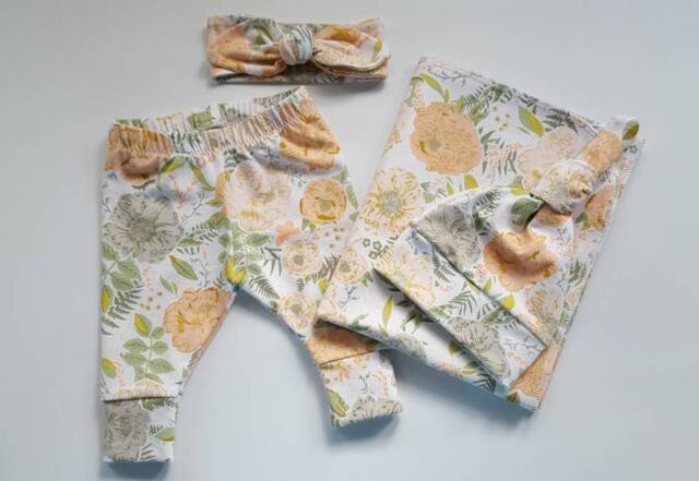 Swaddle Blanket & Newborn Hat Or Headband Set. Leggings. Take Home Baby Shower Gift. Photo Prop. Clothes - image 1