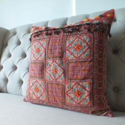 Sofa Cushions Hmong Pillow Vintage Ethnic Textiles, Handwoven Fabric Scatter Cushion & Pillows Recycled - thumbnail 4