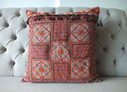Sofa Cushions Hmong Pillow Vintage Ethnic Textiles, Handwoven Fabric Scatter Cushion & Pillows Recycled